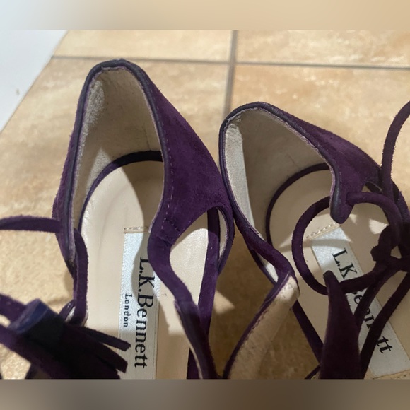 L.K.Bennett London Purple Suede 3inch Heels With Strap Made In Spain Sz36 - Picture 8 of 13
